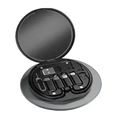 60W 5 in 1 Multi-Type Phone Micro USB Type Fast Charging Data Cable Set for Apple, Android, Type С Charging with Retrieve Card Pin, Round Storage Box
